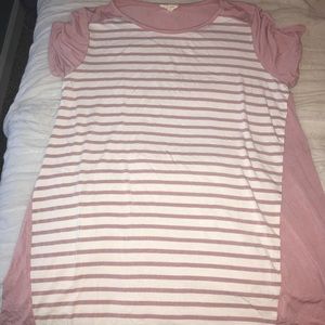 Pink and White Striped Flowy Tee
